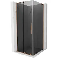 Mexen Velar L schuifdouchecabine 110 x 110 , grafiet, geborsteld koper - 871-110-110-43-65