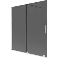 Mexen Velar badwand 2-delig schuifbaar 150 x 150 , grafiet, geborsteld nikkel - 896-150-000-41-97