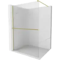 Mexen Kioto+ douchewand met plank Walk-in 70 x 200 , streepjes, geborsteld goud - 800-070-121-55-09