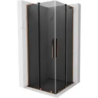 Mexen Velar L Duo schuifdouchecabine 80 x 80 , grafiet, roze goud - 871-080-080-02-43-60