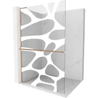 Mexen Kioto+ L douchewand met plank Walk-in 90 x 200 , witte golf, geborsteld koper - 800-090-123-65-97