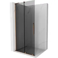 Mexen Velar L schuifbare inloopdouchewand 90 x 200 , grafiet 8 mm, roze goud - 871-090-003-43-60