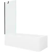 Mexen Vega rechthoekig bad 150 x 70 met ombouw en 1-vleugelig scherm 70 , transparant, zwart - 550115070X9507000070