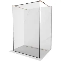 Mexen Kioto vrijstaande douchewand 150 x 200 , zwarte lijst 8 mm, roze goud - 800-150-002-60-70
