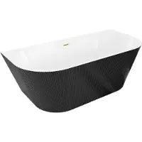 Mexen Oris vrijstaande nabije geribbelde badkuip 170 x 80 , wit/zwart, overloop goud geborsteld - 52871708075-55