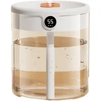 Torribaly H2O Luchtbevochtiger 2L Capaciteit Dubbele Mondstuk met LCD Vochtigheidsweergave Essentiële Olie Diffuser Draagbaar USB, Wit
