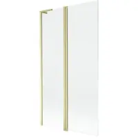 Mexen Mist L badscherm 2-delig 100 x 150 , transparant, goud geborsteld - 8A9L-100-011-55-00
