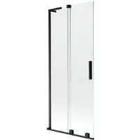 Mexen Velar L badwand 2-delig schuifbaar 80 x 150 , transparant, zwart - 896-080-003-01-70