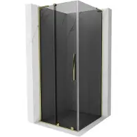 Mexen Velar L schuifbare douchecabine 100 x 100 , grafiet, goud - 871-100-100-43-50