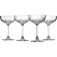Pasabahce Coupe Cocktailglazen Set van 4 - Exclusieve Martini Margarita-glazen - Tijdloze Champagne Coupe-glazen - Kristallen ontwerp - 8,6 oz glaswe