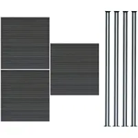 Monster WPC privacy schuttingpanelen (3 stuks) & LED schuttingpalen (4 stuks) - Grijs