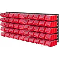Kadax Werkplaatsrek, 116 x 39 cm, gereedschapswandrek van robuust kunststof, uv-bestendig opslagsysteem, uitbreidbare wandplaten, werkplaats of tuin (rood, 50 stuks)