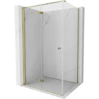 Mexen Mist-F opvouwbare douchecabine links 90 x 85 , transparant, goud - 8A6T-090-085-50-00-L