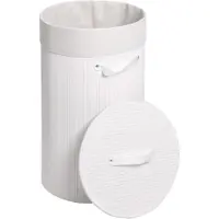 MCW Wasmand MCW-C21, wasmand, wasbak, wasbakje, wasbakje, wasbakje, bamboe, rond, 59 x 35 cm, 50 l ~ wit
