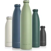 LARS NYSØM Ren Roestvrijstalen drinkfles 1500ml - BPA-vrij geïsoleerde waterfles 1,50 Liter (Sage Green)
