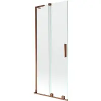 Mexen Velar L badwand scherm 2-delige schuifbaar 85 x 150 , transparant, roze goud - 896-085-003-01-60