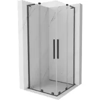 Mexen Velar L Duo schuifdouchecabine 80 x 80 , transparant, geborsteld kanon grijs - 871-080-080-02-03-66