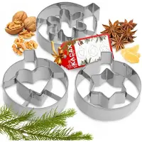 Kadax Uitsteekvormpjes, kerstkoekjessnijders van roestvrij staal, set van 3, uitsteekvormen voor koekjes, peperkoek, koekjessnijders, bakgereedschap voor kersttijd, feest (kerstbal)