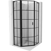 Mexen Mist L vijfhoekige douchecabine scharnierend links 90 x 90 , zwarte ruit, zwart - 8A8L-090-090-70-77-L