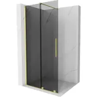 Mexen Velar schuifbare douchewand Walk-in 70 x 200 , grafiet 8 mm, goud geborsteld - 871-070-000-43-55