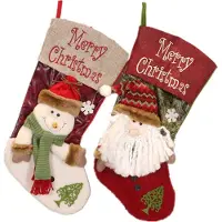Typecat Kerstsokkenset van 2, kerstsokken voor kerstboomdecoratie, gepersonaliseerde sokkencadeautas voor tieners, snoepzak