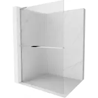 Mexen Kioto+ L douchewand met plank Walk-in 110 x 200 , strepen, chroom - 800-110-123-01-09