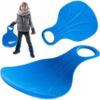 Kadax Poporutscher, 50 x 36 x 8 cm sneeuwbord, sneeuwglijbaan van kunststof, vanaf 3 jaar, glijplaat met handgreep, kleurrijke slee (blauw)