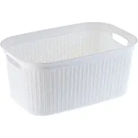 Kadax - Wasmand, multifunctionele mand, 27 l - wasmand van kunststof, opbergmand, wasmand voor badkamer, vuile kleding, accessoires, speelgoed, wasbox - Wit