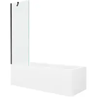 Mexen Cubik rechthoekig bad 160 x 70 met ombouw en 1-vleugelig scherm 60 , transparant, zwart - 550316070X9506000070