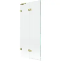 Mexen Lunar L badwandscherm 2-delig links 80 x 150 , transparant, goud geborsteld - 897L-080-100-55-00-L