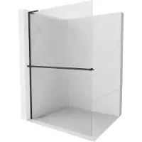 Mexen Kioto+ L Douchepaneel met Plank Walk-in 80 x 200 , Streep, Zwart - 800-080-123-70-09