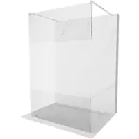 Mexen Kioto vrijstaande douchewand 140 x 200 , transparant/frost 8 mm, geborsteld nikkel - 800-140-002-97-35