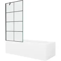 Mexen Vega rechthoekig bad 180 x 80 met omkasting en 1-deurs douchewand 90 , zwart patroon - 550118080X9509007077