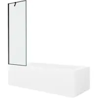 Mexen Vega rechthoekig bad 180 x 80 met ombouw en 1-vleugelig scherm 60 , zwart patroon - 550118080X9506007070