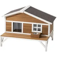 DUOKU Huis voor Kat - - DUSCH2509 - Sparrenhout - Asfalt Dak - 110,5x85,3x78,7 cm