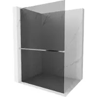 Mexen Kioto+ L douchescherm met plank Walk-in 80 x 200 , grafiet, chroom - 800-080-123-01-40