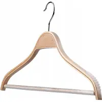 Kadax Houten kleerhanger met ingekerfde schouders, broekstang, ruimtebesparende garderobehanger voor broeken, rok, overhemd, pak, antislip, 360° draaibare metalen haak (1)