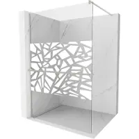 Mexen Kioto+ douchewand met plank Walk-in 90 x 200 , wit patroon, geborsteld nikkel - 800-090-121-97-85