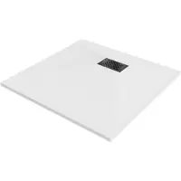Mexen Hugo vierkante douchebak SMC 90 x 90 , wit, zwarte afdekking - 42109090-B