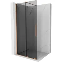 Mexen Velar schuifbare Walk-in douchewand 80 x 200 , grafiet 8 mm, geborsteld koper - 871-080-000-43-65