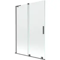 Mexen Velar L uitschuifbaar 2-vleugelige douchewand 120 x 150 , transparant, kanonmetaal - 896-120-003-01-95