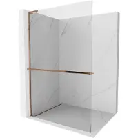 Mexen Kioto+ L douchewand met plank Walk-in 115 x 200 , transparant, roze goud - 800-115-123-60-00