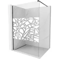 Mexen Kioto douchewand Walk-in 100 x 200 , wit patroon 8 mm, zwart - 800-100-101-70-85