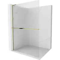 Mexen Kioto+ L douchewand met plank Walk-in 80 x 200 , strepen, goud - 800-080-123-50-09