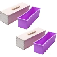 Spactz 2x Rechthoekige houten zeepvorm met siliconen voering, broodvorm, DIY-kaars, 1200 g