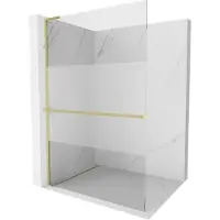 Mexen Kioto+ L douchewand met plank Walk-in 110 x 200 , transparant/mat, goud geborsteld - 800-110-123-55-35