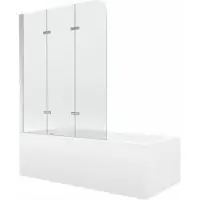 Mexen Cubik rechthoekig bad 170 x 70 met omkasting en 3-delige vouwscherm 120 , transparant, chroom - 550317070X9012030100