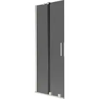 Mexen Velar badwand 2-delige schuifdeur 75 x 150 , grafiet, geborsteld nikkel - 896-075-000-41-97