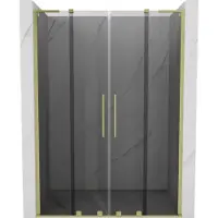 Mexen Velar L Duo schuifdouchedeur 140 , grafiet, goud geborsteld - 871-140-003-42-55