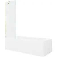 Mexen Vega rechthoekig bad 150 x 70 met ombouw en 1-delige douchewand 60 , transparant, goud - 550115070X9506000050
